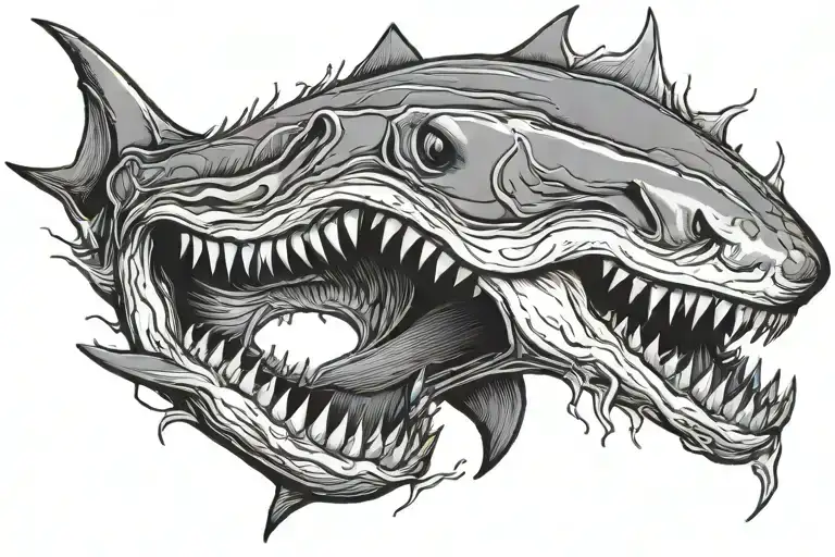 shark jaw open tattoo design idea