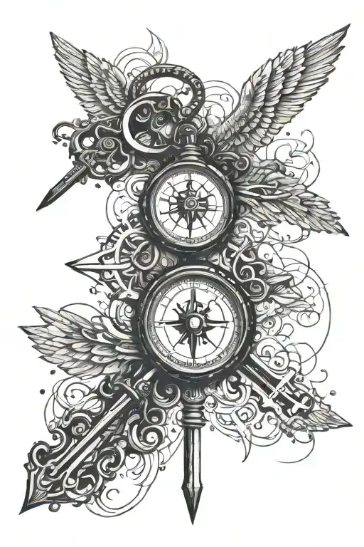 keys to heaven, Peter 3:16, roman numerals VI V MMXV, and a compass   tattoo design idea