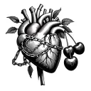 cherries next to heart organ with chains wrapped around squeezing the middle tight tattoo design tattoo design idea