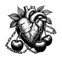 cherries next to heart organ with chains wrapped around squeezing the middle tight tattoo design tattoo design idea