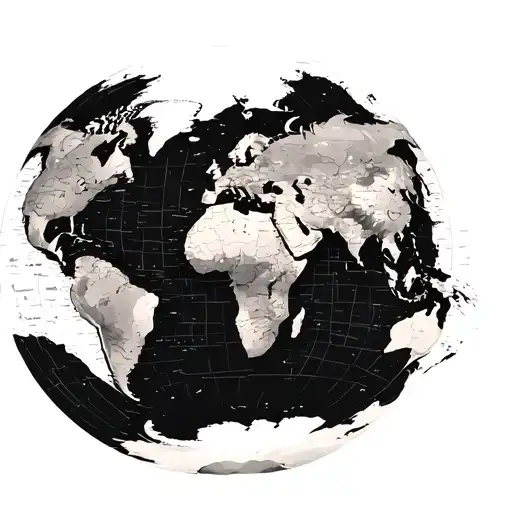 old looking world map tattoo design idea