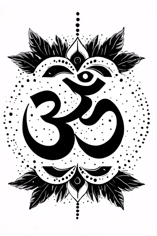 small tattoo,Yoga, OM symbol, poke dots, minimal line art tattoo design idea