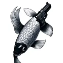 koi fish with guns tattoo design idea