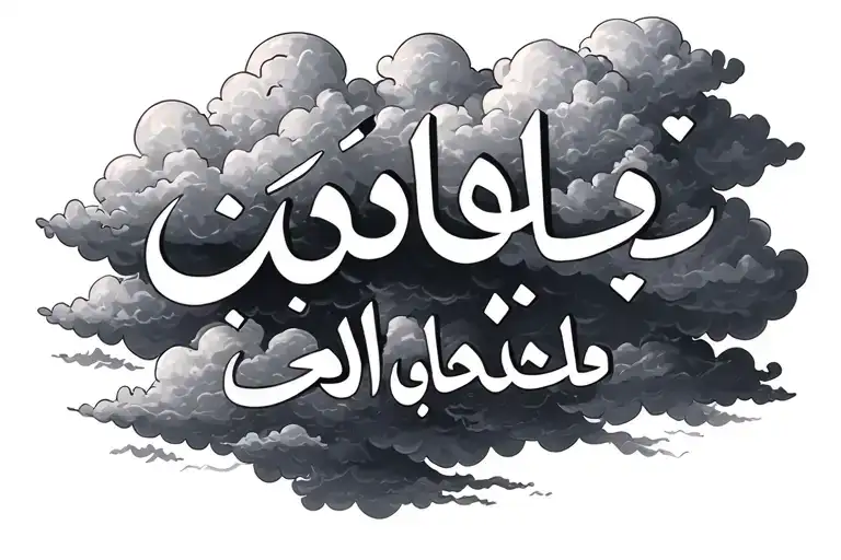 clouds and the words السلام والمحبة tattoo design idea