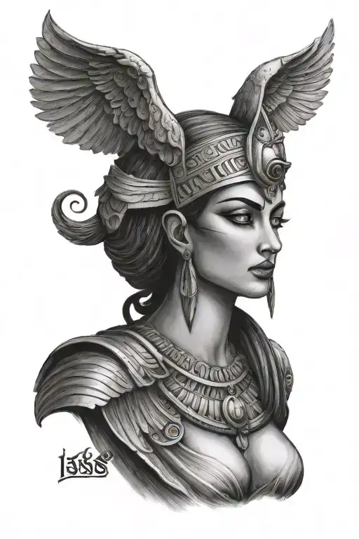 female goddess isis posing tattoo design idea