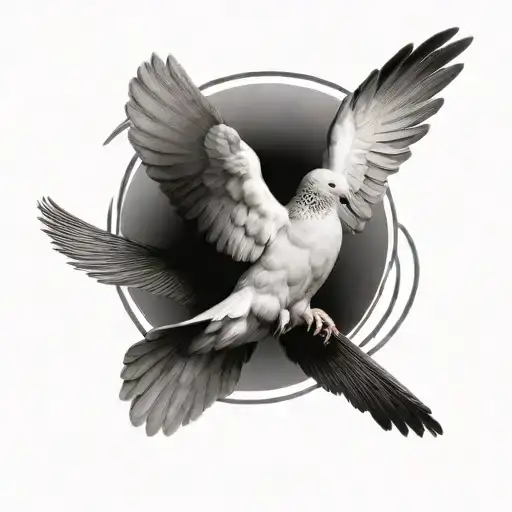 a dove with its arms spread facing the camera tattoo design idea