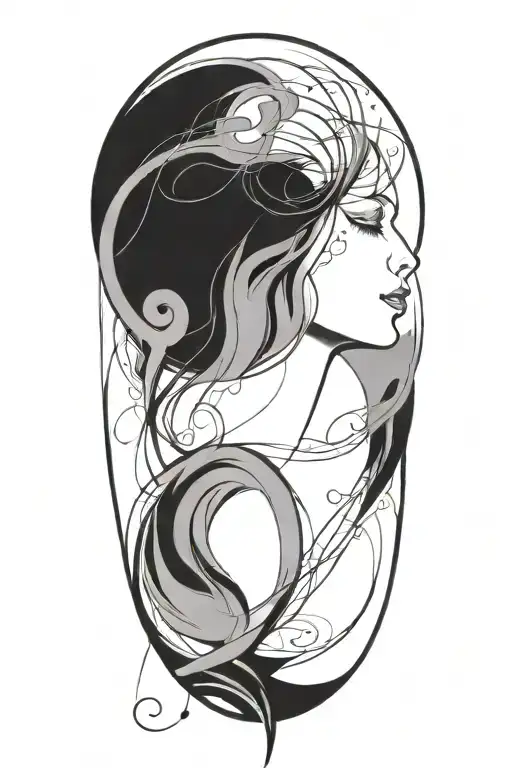 An abstract design symbolizing the interconnectedness of writing, love, sex, music and creativity tattoo design idea