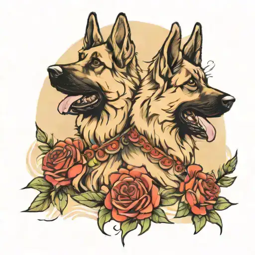 german shepherd dogs tattoo design idea