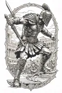 Gladiator fighting tattoo design idea