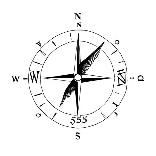 Taurus, times, number 555, Compass, bird, tattoo design idea