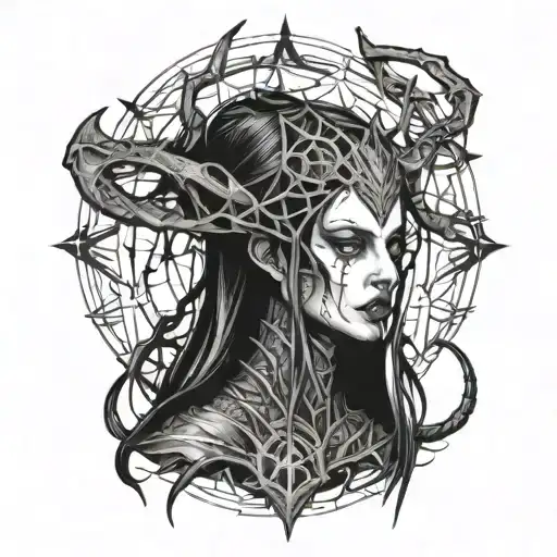 Daedric Prince Mephala Arachne Spooky tattoo design idea