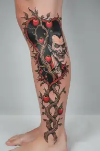 vampire bites apple tree branches tattoo design idea