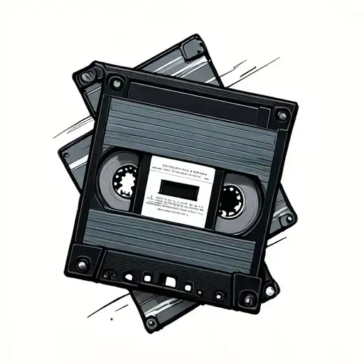vhs tape and cassette tape tattoo design idea