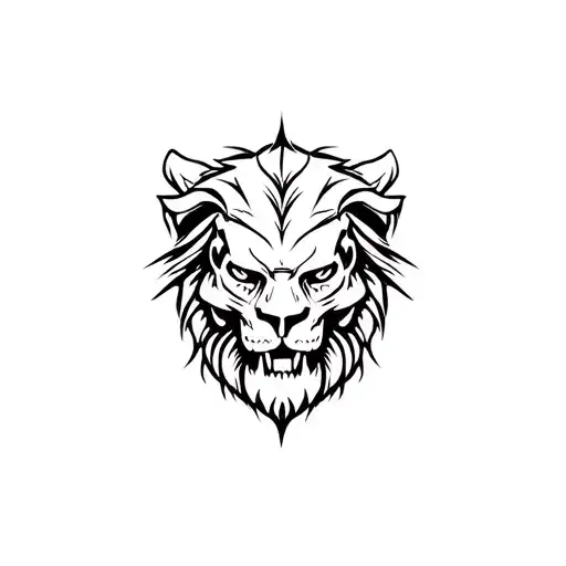 street Lion face morphing skull tattoo design idea
