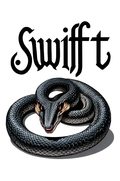 word 'swift' and a snake tattoo design idea