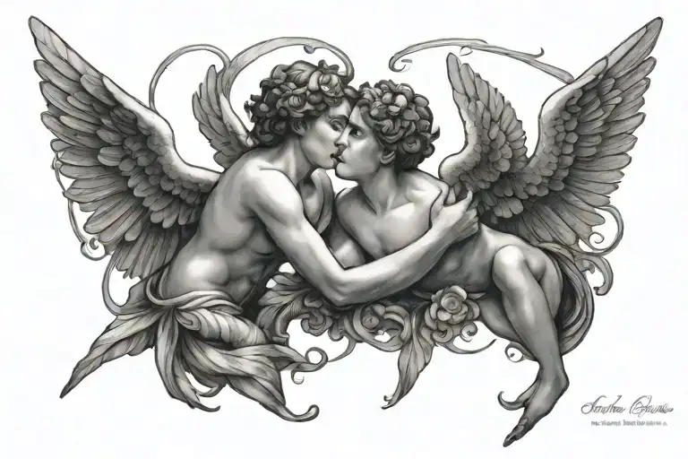cupid and psyche tattoo design idea