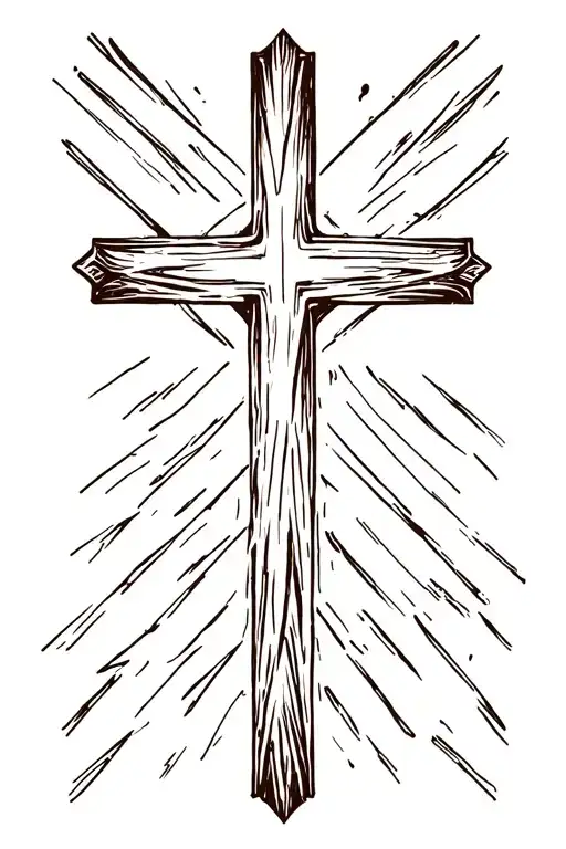simple wooden cross tattoo design idea