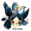 two doves with text saying Elysium tattoo design idea