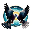 two doves with text saying Elysium tattoo design idea