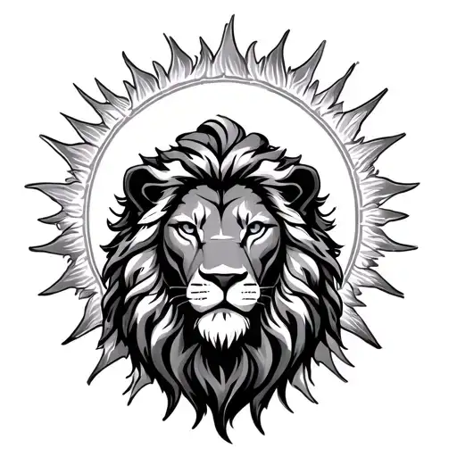 Escanor lion tattoo with the sun around it tattoo design idea