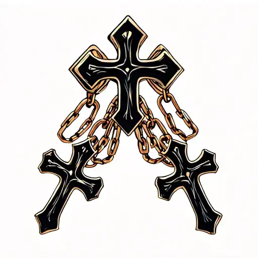 Crosses and chains bracelet tattoo design idea