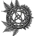 Celtic knot circular with ferns & thistles incorporated tattoo design idea
