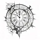 clock with cracks tribal tattoo design idea