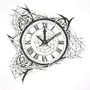 clock with cracks tribal tattoo design idea