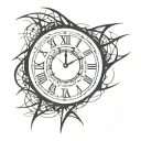 clock with cracks tribal tattoo design idea