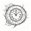 clock with cracks tribal tattoo design idea