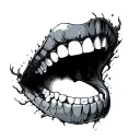 human teeth designed with dark gothic print forming mouth tattoo design idea