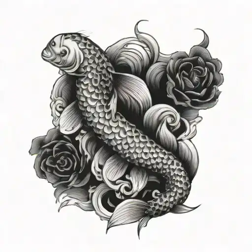 No koi fish only koi scales sleeve tattoo design idea