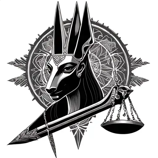 Anubis with Libra tattoo design idea