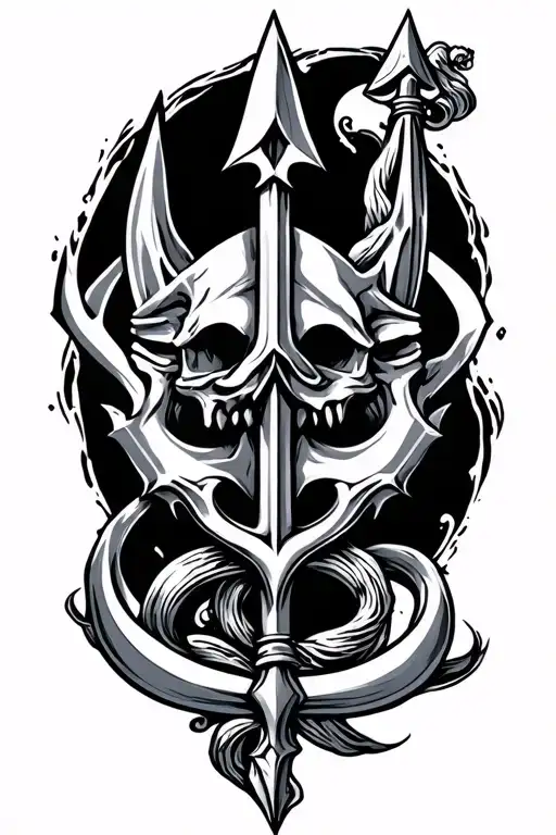 Nautical concept built off a trident piercing tattoo design idea