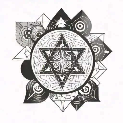 A minimalist tattoo of a sacred geometry pattern inspired by religious iconography tattoo design idea