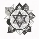 A minimalist tattoo of a sacred geometry pattern inspired by religious iconography tattoo design idea