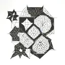 A minimalist tattoo of a sacred geometry pattern inspired by religious iconography tattoo design idea