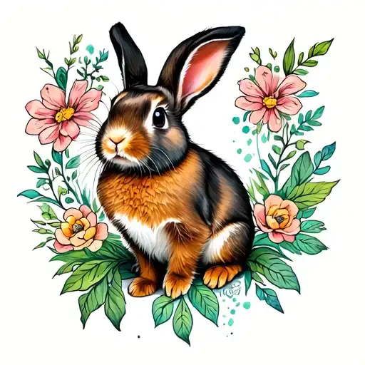 Mini lop bunny sitting tattoo design idea