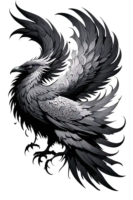 mandala phoenix rising tattoo design idea