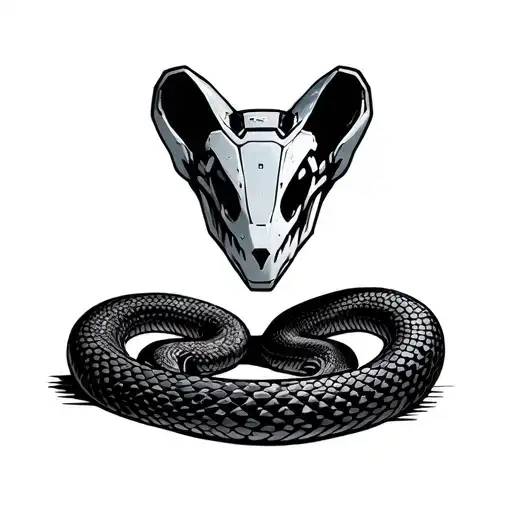 Coverup robot snake tattoo design idea