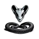 Coverup robot snake tattoo design idea