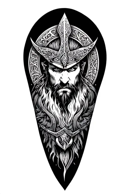 Filler Norse Mythology Leg Sleeve tattoo design idea