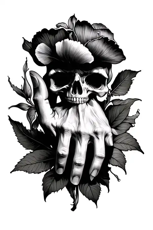 opium hand tattoo including the fingers, male tattoo design idea