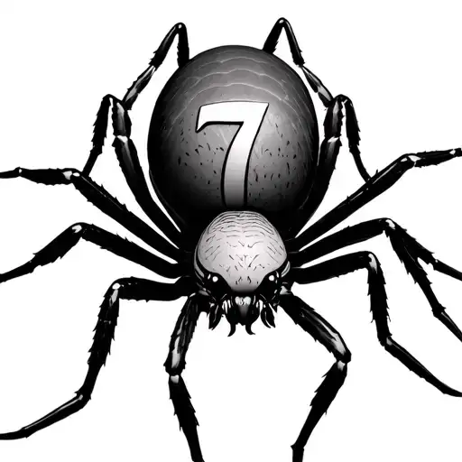 3d spider with number 7 on the abdomen  tattoo design idea
