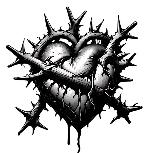  heart bleeding ink wrapped in thorns tattoo design idea