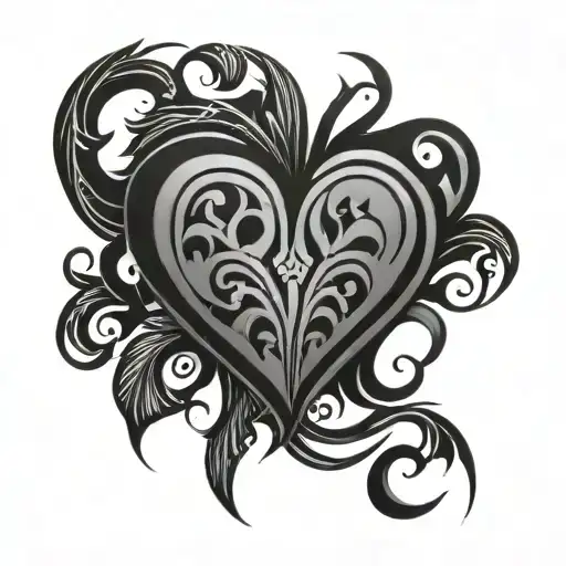 tribal goth heart tattoo design idea