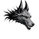 dragon and wolf head tattoo design idea
