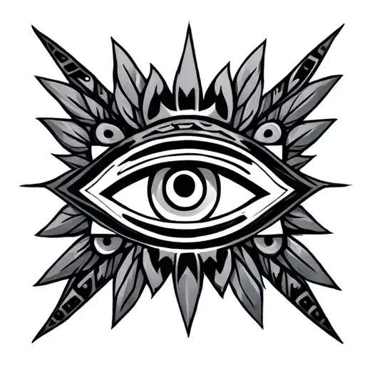 Aztec symbols with a 3rd eye tattoo design idea