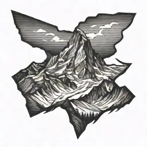 matterhorn mountain range silhouette tattoo design idea