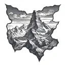 matterhorn mountain range silhouette tattoo design idea